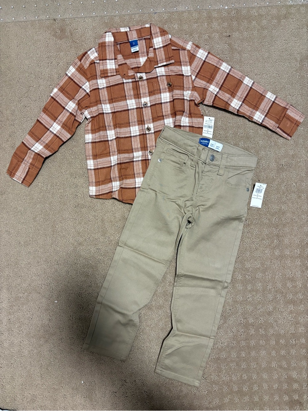 Old Navy Fall Set - plaid longsleeve shirt and khaki pants